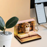 Calendar sculptură 3D 2026 cu LED, model bufniță maro Magic World, vedere de sus