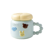 Cana pentru Copii, Vivimall, din Portelan, print Figurine Animalute, Model CUTE, Cana cu Capac, Ceasca pentru Cafea, Ceai, 400ml Albastru deschis - vivimall.ro