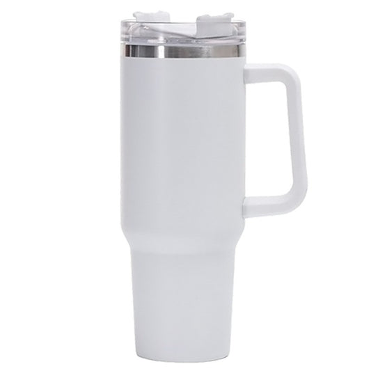 Cana Termos din Plastic, pentru Bauturi Calde si Reci, cu Maner, 9.9x9.9x27 cm, Alb - vivimall.ro