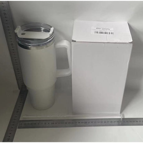 Cana Termos din Plastic, pentru Bauturi Calde si Reci, cu Maner, 9.9x9.9x27 cm, Alb - vivimall.ro