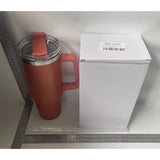 Cana Termos din Plastic, Vivimall, pentru Bauturi Calde si Reci, cu Maner, 9.9x9.9x27 cm, Portocaliu - vivimall.ro