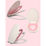 Capac de Toaleta cu Reductie 3 in 1, Vivimall, pentru Copii +3 Ani si Adulti, Coborare Lenta si Silentioasa, Instalare Usoara, din PP5 , in Forma de O, Alb/Roz - vivimall.ro