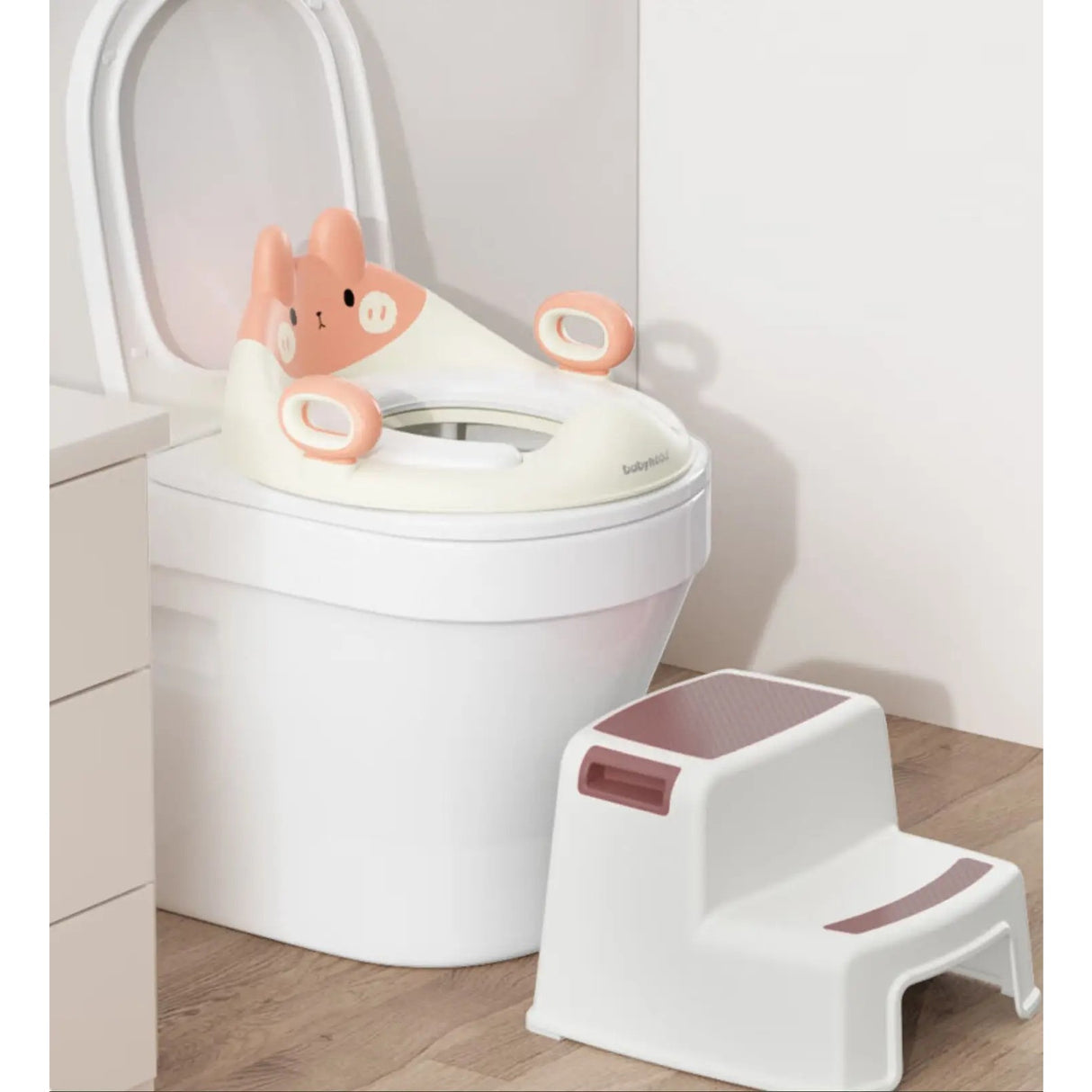 Capac Wc Cu Reductie, Pentru Copii, Cu Manere, Model Ursulet, Plastic Durabil - vivimall.ro