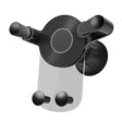 Suport auto telefon din ABS negru-transparent montat pe grila de ventilație, vedere frontală