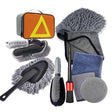 Set 10 Piese pentru Spalat Auto, Vivimall, din Plastic si Microfibra, Perii si Lavete, Model C, Gri - vivimall.ro