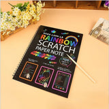 Caiet cu Foi de Hartie de Razuit, Vivimall, cu Un Stilou din Bambus, pentru Desen, Curcubeu, 19 x 26 cm, Negru - vivimall.ro