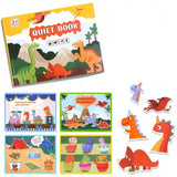 Quiet Book senzorial Flippy seria Dinozauri, vedere frontală copertă, stickere reutilizabile Montessori 3 ani