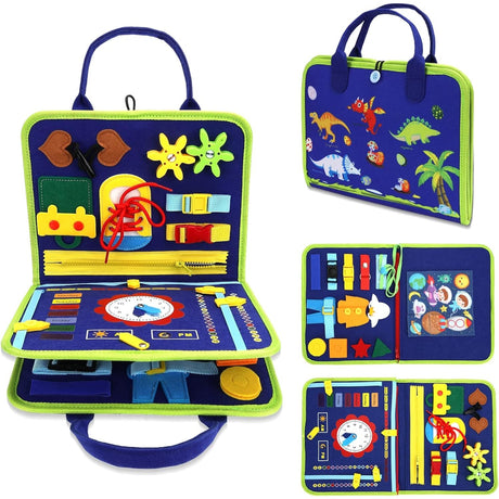 Carte Senzoriala Educativa Montessori, Vivimall, Dezvoltare Abilitati Motorii, 3 Pagini, Model Alfabet, 28x25x4 cm, Albastru - vivimall.ro