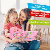 Carte Senzoriala Educativa Montessori, Vivimall, Dezvoltare Abilitati Motorii, 3 Pagini, Model Sirena si Alfabet, 28x25x4 cm, Roz - vivimall.ro
