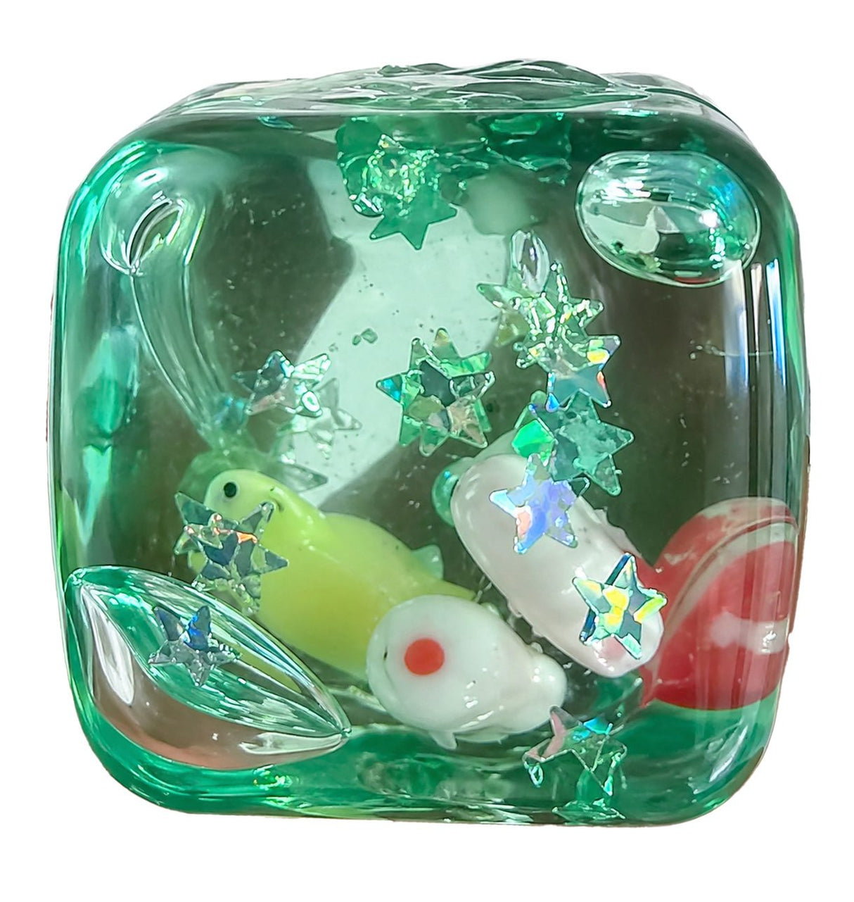 Cub Fidget 3D, Flippy, Model Cub de Gheata Scoici, Jucarie Antistres pentru Copii/Adulti, Comprimabil cu Revenire Lenta, 3x3x3 cm, Turcoaz/Verde - vivimall.ro