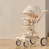 Carucior Sport Vivimall 3in1, 6-36 Luni, Pliabil, Tavita pentru Masa, Pat de Dormit, Centura de Siguranta, Roti 360 Grade, Reversibil, Parasolar, Maner Reglabil, 64 x 35 x 100 cm, Panda, Crem - vivimall.ro