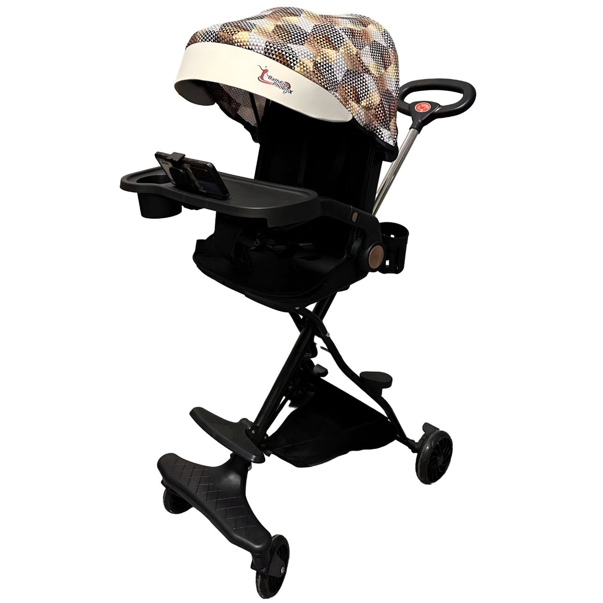 Carucior Sport Flippy 3in1, 6-36 Luni, Reversibil, Pliabil, Tavita pentru Masa, Pozitie de Somn, Centura de Siguranta, Roti 360, Suport Pahar, Copertina pentru Soare, 32x63x95cm, Maro Model Carouri - vivimall.ro