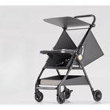 Carut Pliabil, Vivimall, Usor, Compatibil cu Avionul, de Plimbat/Dormit, Parasolar, Cutie Depozitare, Tabla de Masa, 93 x 70 x 40 cm, Negru - vivimall.ro