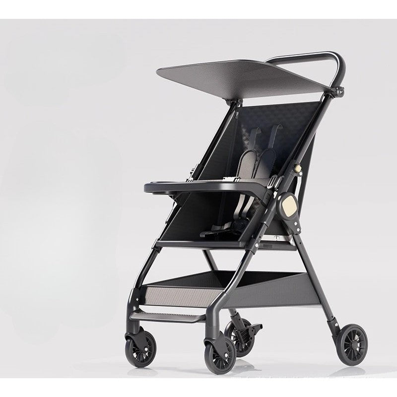 Carut Pliabil, Vivimall, Usor, Compatibil cu Avionul, de Plimbat/Dormit, Parasolar, Cutie Depozitare, Tabla de Masa, 93 x 70 x 40 cm, Negru - vivimall.ro