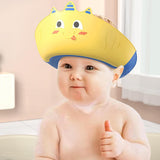 Casca de Dus, Vivimall, Previne Scurgerea Apei si Samponului pe Fata, 0-12 Ani, Ajustabila, din TPE+PP, 20 x 23 cm, Model Unicorn, Galben/Albastru - vivimall.ro