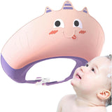 Casca de Dus, Vivimall, Previne Scurgerea Apei si Samponului pe Fata, 0-12 Ani, Ajustabila, din TPE+PP, 20 x 23 cm, Model Unicorn, Roz/Mov - vivimall.ro