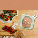 Caserola pentru sandwich Vivimall, din silicon si polipropilena, portabil, usor de curatat, capac anti-scurgere, reutilizabil, 15.5 x 15.5 x 2.5 cm, verde - vivimall.ro