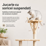 Hamac și platforme ansamblu de joacă Flippy pentru pisici, 135 cm înălțime, crem
