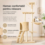Detaliu cușcă refugiu ansamblu Flippy pentru pisici, construcție din lemn, culoare crem