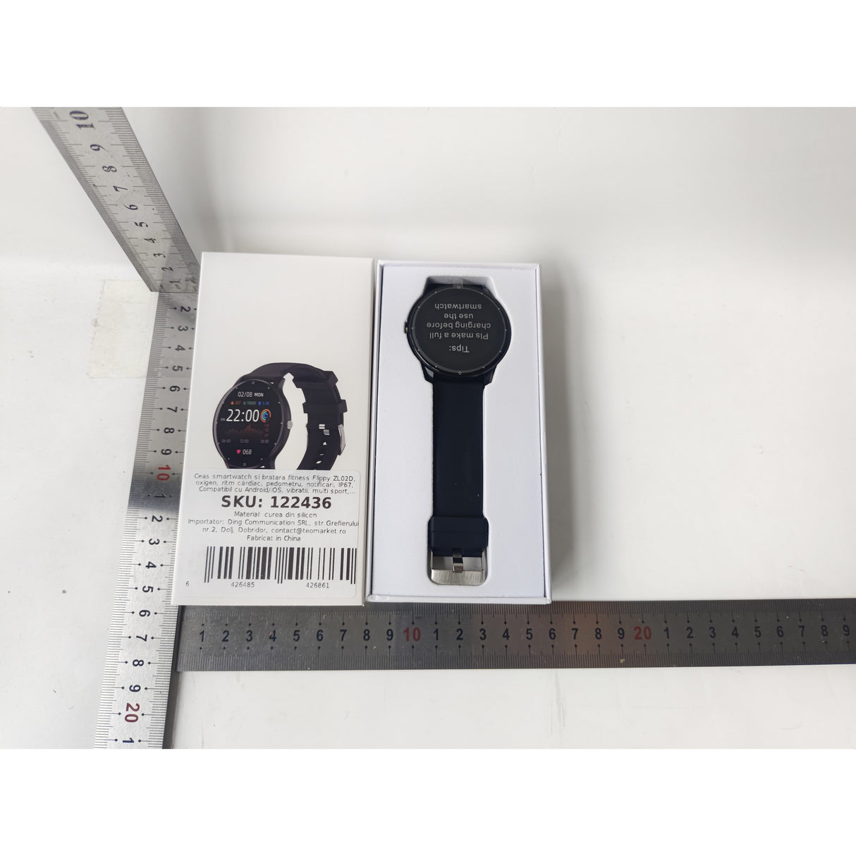 Ceas smartwatch si bratara fitness Flippy ZL02D, oxigen, ritm cardiac, pedometru, notificari, IP67, Compatibil cu Android/iOS, vibratii, multi sport, Negru - vivimall.ro