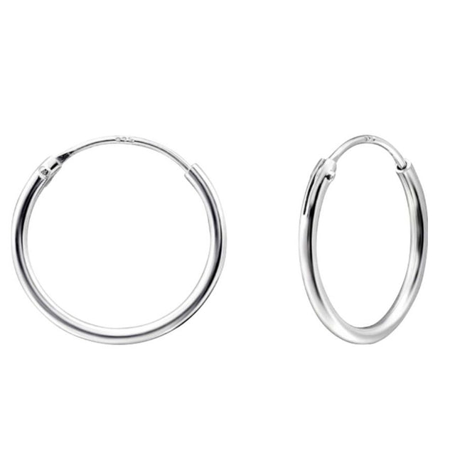 Cercei creole din argint 925 Jolie Silver, diametru 12 mm, argintiu, vedere frontală pe fundal alb