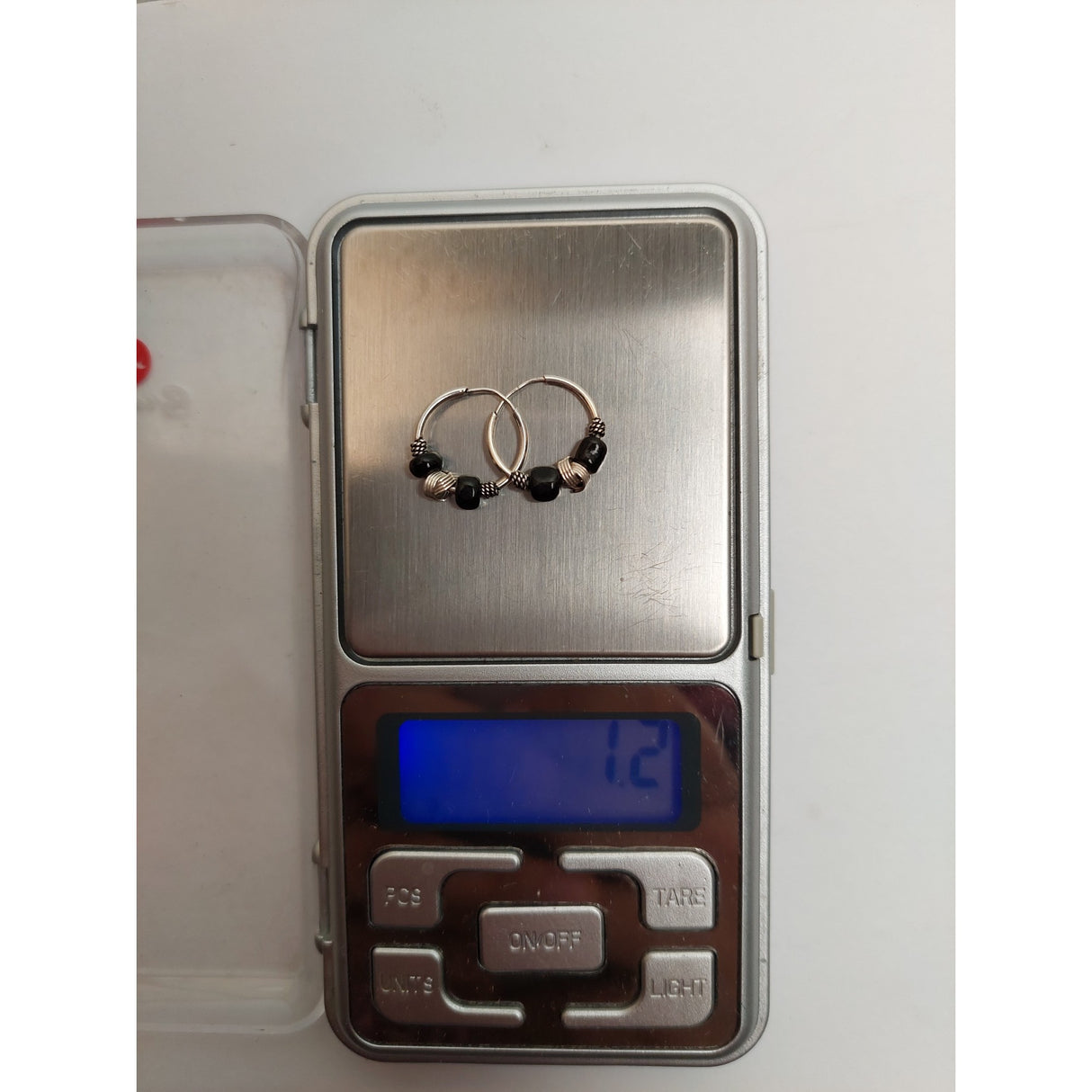 925 ezüst kreol fülbevaló 12 mm fekete kövekkel, jolie ezüst, 1.2G