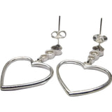 Cercei Argint 925 Inima Contur cu Trei Pietre - vivimall.ro