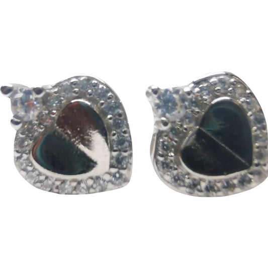 Cercei Argint 925 Inimioara cu o Piatra si Minizirconii - vivimall.ro