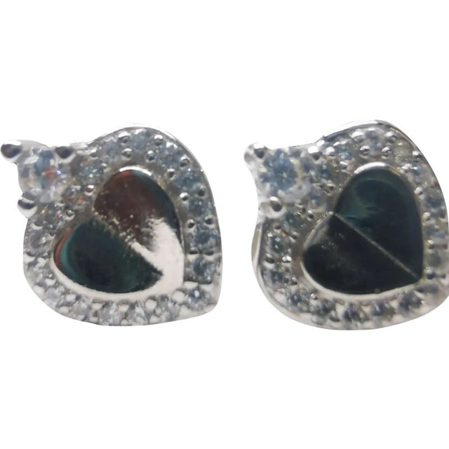 Cercei Argint 925 Inimioara cu o Piatra si Minizirconii - vivimall.ro