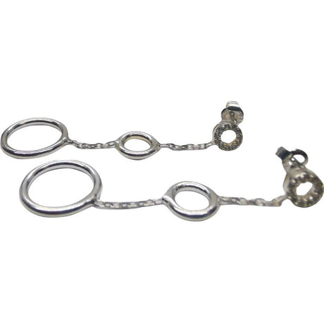 Cercei Argint 925 Trei Cercuri cu Lantisor - vivimall.ro