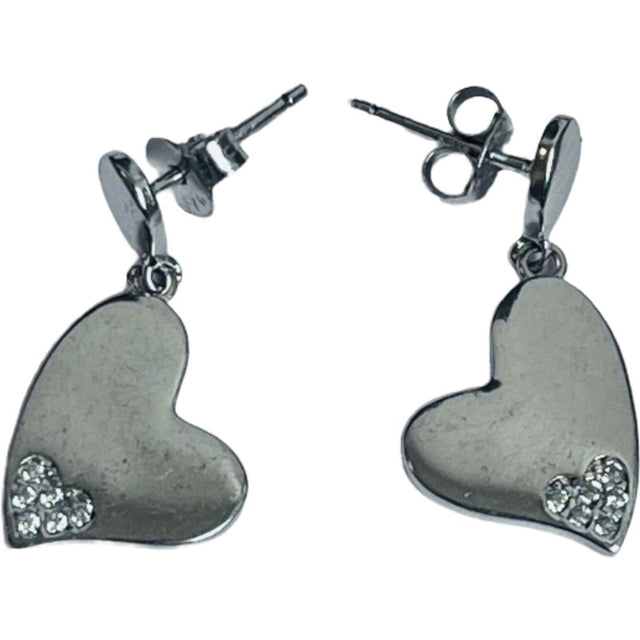 Cercei din Argint 925 Jolie Silver, Model Inimi cu Zirconii, 29 x 13 mm, 2.8 g - vivimall.ro