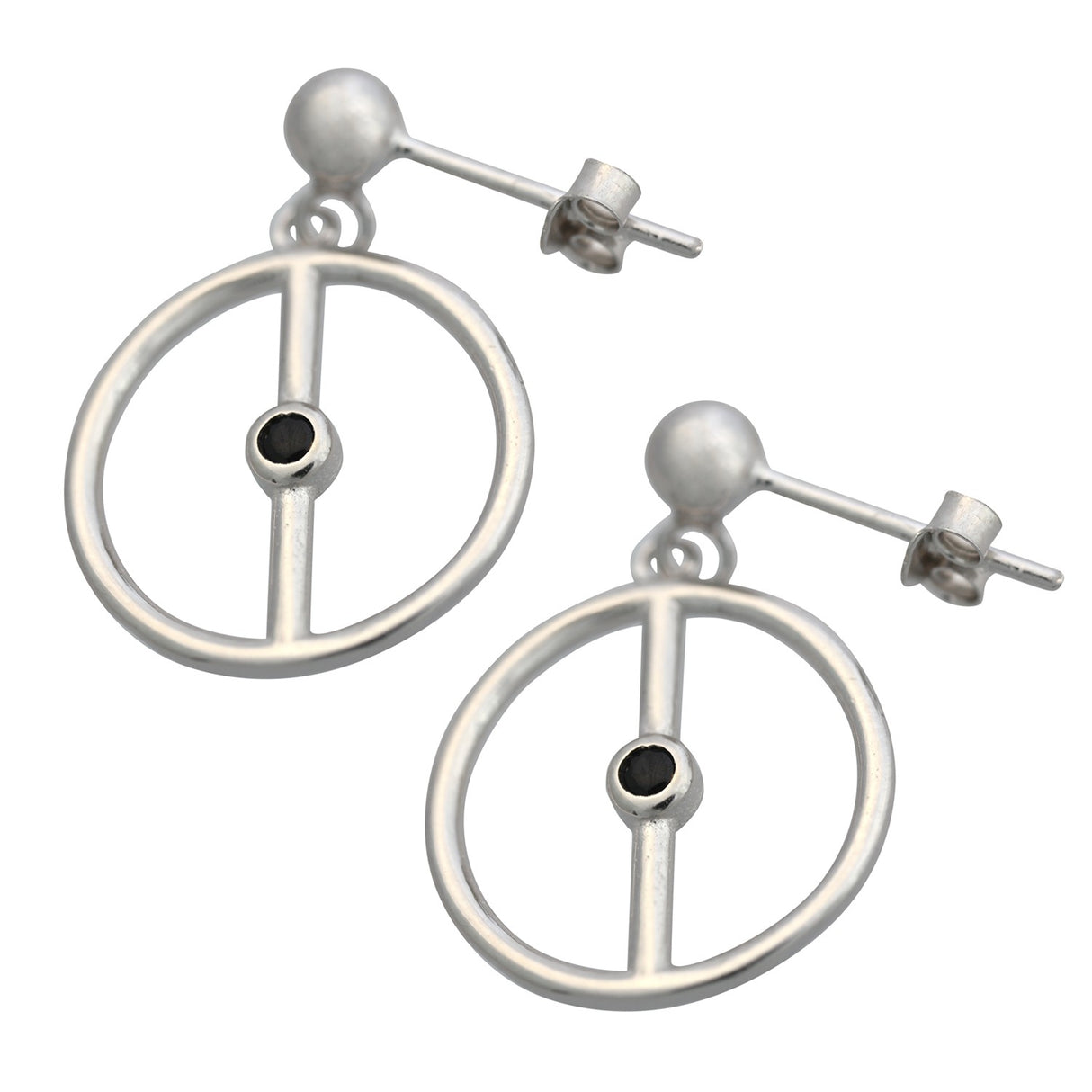 Cercei din Argint 925, model Cerc cu Onix - vivimall.ro