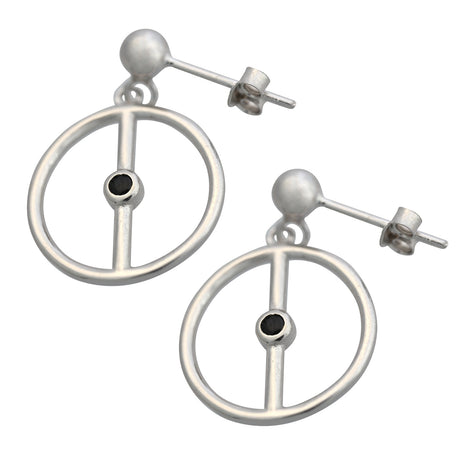 Cercei din Argint 925, model Cerc cu Onix - vivimall.ro