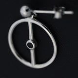 Cercei din Argint 925, model Cerc cu Onix - vivimall.ro