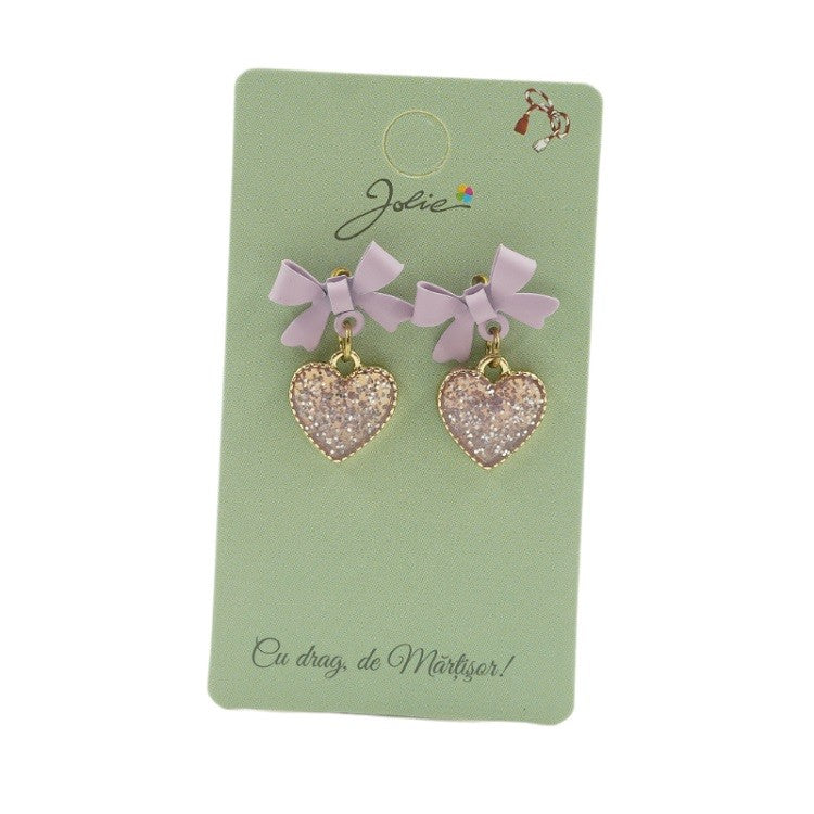 Cercei Primavara Inimioare cu Fundita - vivimall.ro