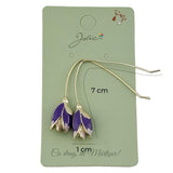 Cercei damă Jolie Flori Iris mov 7x1 cm, vedere laterală, design primăvară