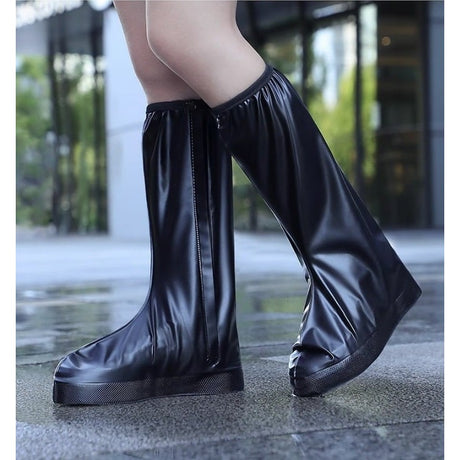 Protectie Incaltaminte pentru Ploaie si Noroi, Flippy, Impermeabila, Talpa Antiderapanta, cu Fermoar si Capsa, Inaltime 40 cm, Marime XL 40-41, Negru - vivimall.ro