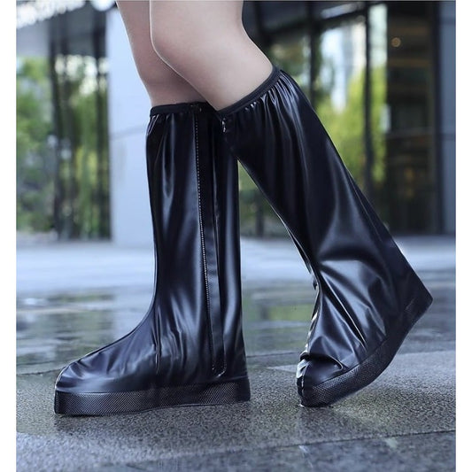 Protectie Incaltaminte pentru Ploaie si Noroi, Vivimall, Impermeabila, Talpa Antiderapanta, cu Fermoar si Capsa, Inaltime 40 cm, Marime XXXL 44-45, Negru - vivimall.ro