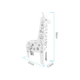 Jucarie Educativa pentru Copii, Flippy, Model Girafa 3D, Set de Asamblat si Colorat din Carton, Puzzle 3D Educativ, 31 x 7.5 x 54 cm, 3+ ani, Alb
