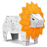 Jucarie Educativa pentru Copii, Flippy, Model Leu 3D, Puzzle 3D de Asamblat si Colorat din Carton, Educativ, 41 x 12 x 33 cm, 3+ ani, Alb