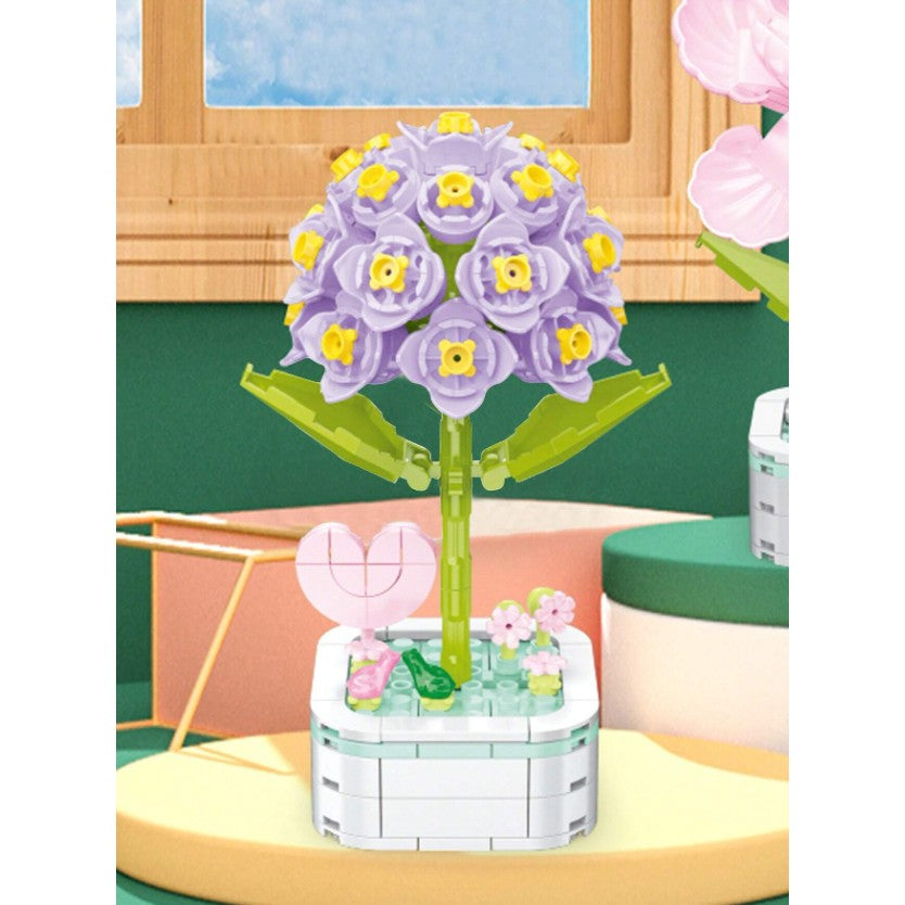 Set de Constructie Zambila in Ghiveci, Vivimall, 4 Ani, Ornament Creativ, 16.5x6.2 cm, Mov - vivimall.ro