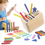 Săculeț de depozitare și componente set jucărie educativă Flippy din lemn natural