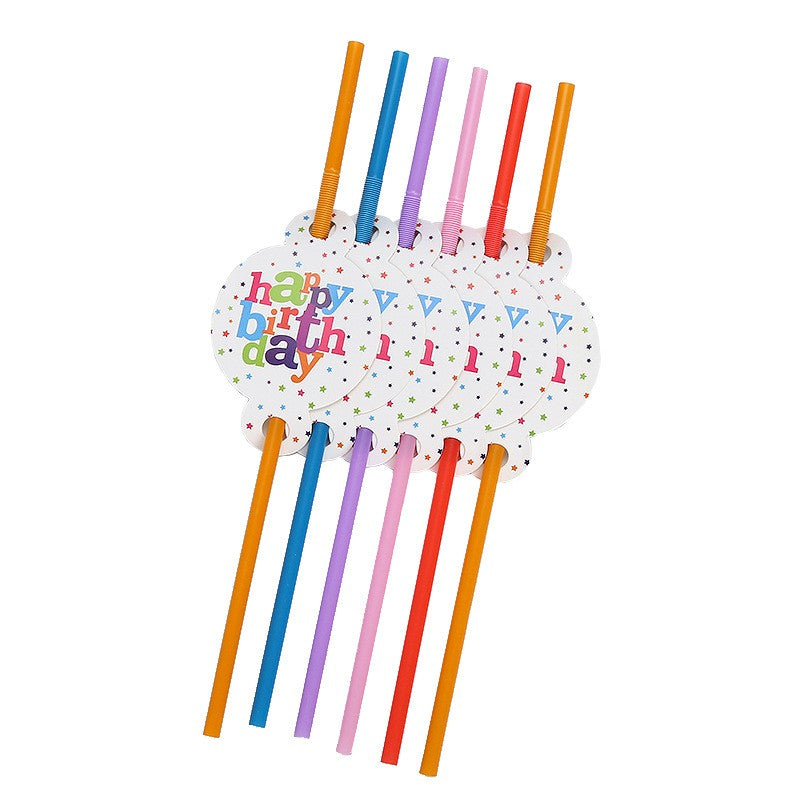 Set 6 Paie, Vivimall, Colectia Happy Birthday, 26 cm, din Carton/Plastic, Multicolor - vivimall.ro