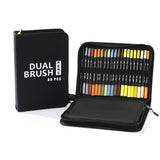 Set Carioci pe Baza de Apa, Vivimall, 2 in 1, pentru Pictura, Caligrafie, 60 Culori, Penar Negru, Corp Carioca Negru, 26.5 x 17.5 x 4.5 cm, Multicolor - vivimall.ro