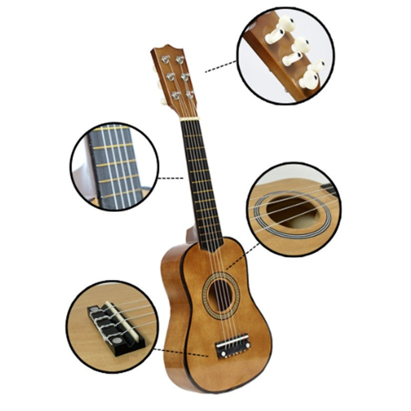 Chitara pentru Copii, Flippy, din Lemn si Plastic, pentru Incepatori, 63.5 x 22 x 5.8 cm, Bej - vivimall.ro