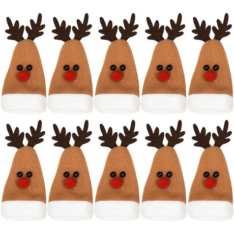 Set 10 Decoratiuni de Craciun, Flippy, pentru Sticle, Tacamuri, Model Ren, 14 x 6 cm, Multicolor - vivimall.ro