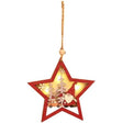 Ornament din lemn pentru brad cu LED aprins, figurină Elf model stea multicolor, vedere frontală