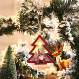 Ornament lemn Elf cu LED aprins pe brad de Crăciun, efect luminos multicolor
