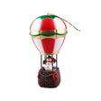 Decorațiune Crăciun balon cu aer cald din rășină, om de zăpadă cu iluminare LED, culori gri-roșu, vedere frontală