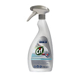 CIF Professional Alcohol Spray 0,75 L, vedere laterală cu informații despre compoziție și certificare